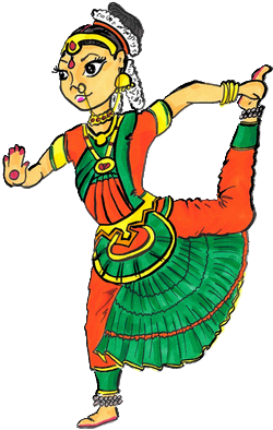 Dessin d'une danseuse de Bharath Natyam
