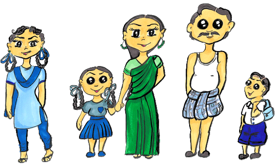 dessin d'une famille indienne