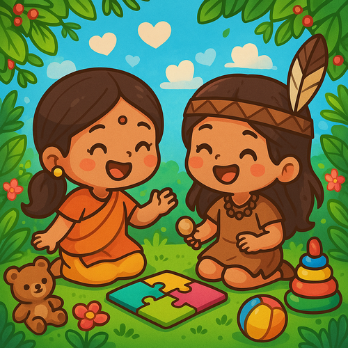 dessins de fillettes Indienne et Amérindienne