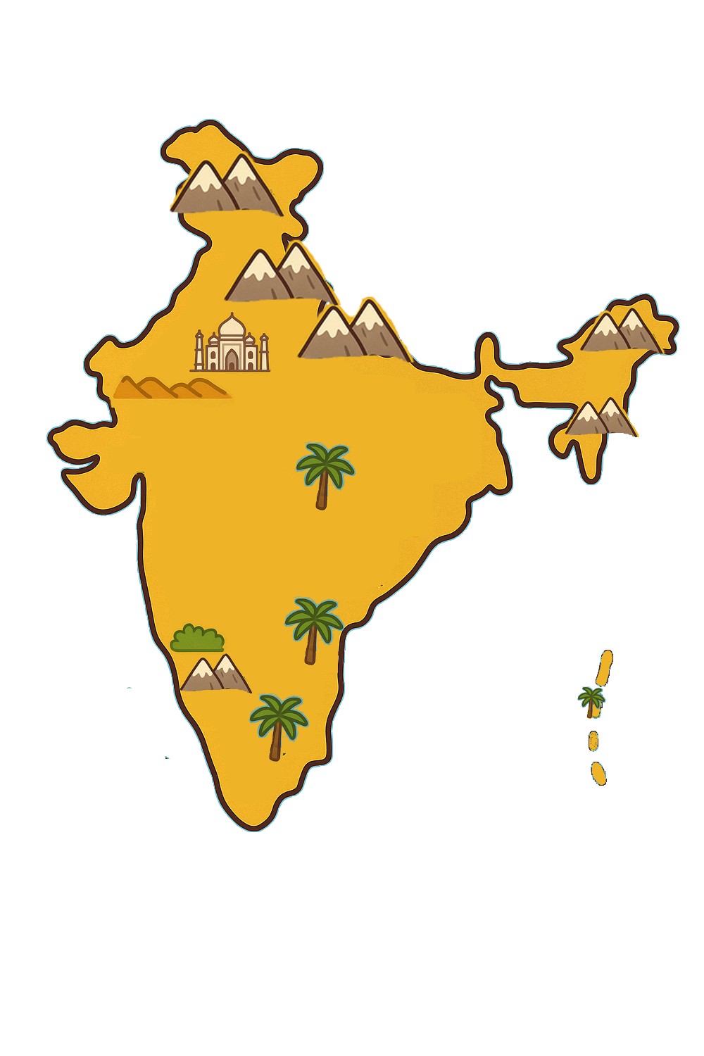 Dessin de la géographie de l'Inde