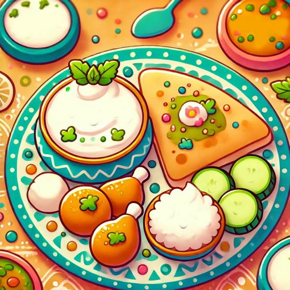 dessin d'un repas indien